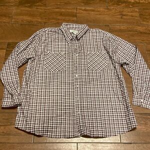 Haband Pearl Snap Plaid Shirt Quality Comfort Cowboy Burgundy White Farm Size 3X